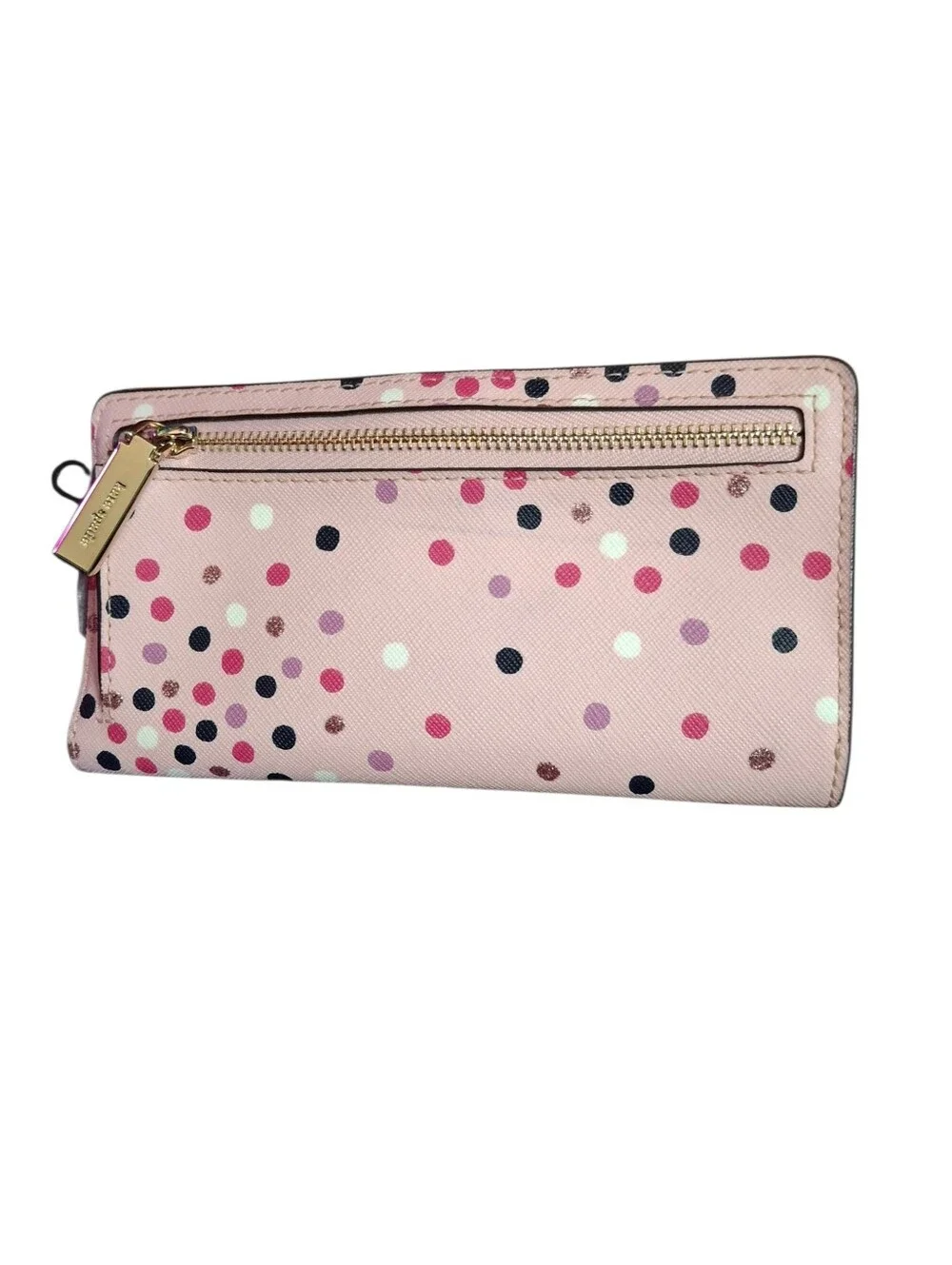 Kate spade Pink glitter Staci Large Slim wallet.